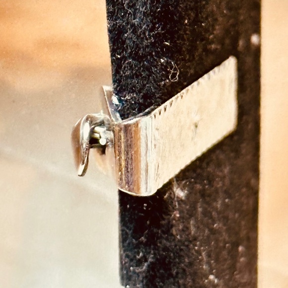 Silver Tone Diamond Cut Starburst Tie Clip Cross Hatch Background Vintage - Picture 5 of 9